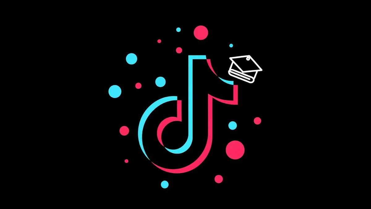 An illustration of the Tik Tok logo with a graduation cap representing marketing education for small businesses Large